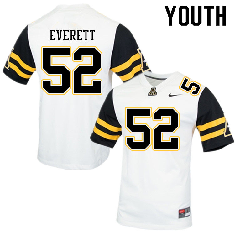 Youth #52 Troy Everett Appalachian State Mountaineers College Football Jerseys Sale-White